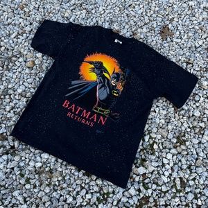 Vintage NWT DS Batman Returns Shirt Size XL SSI Black Marvel DC Comic AOP Tee KC